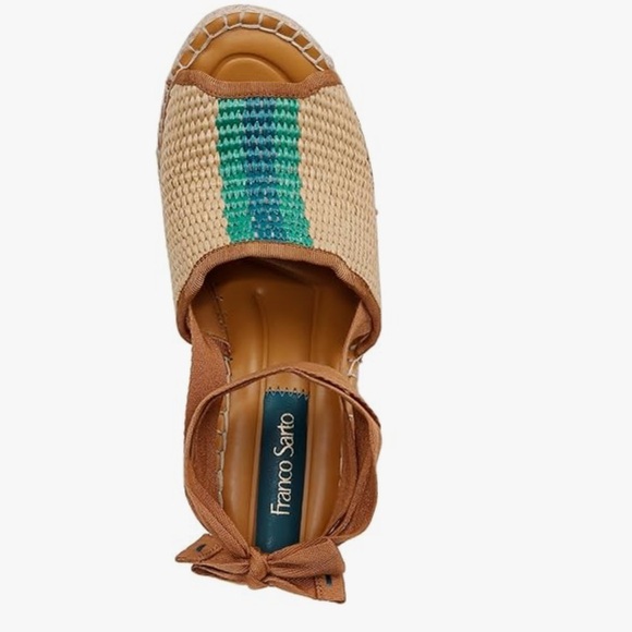 Franco Sarto Sierra Wedge Espadrille - Tan and Teal NWOT - Picture 2 of 9